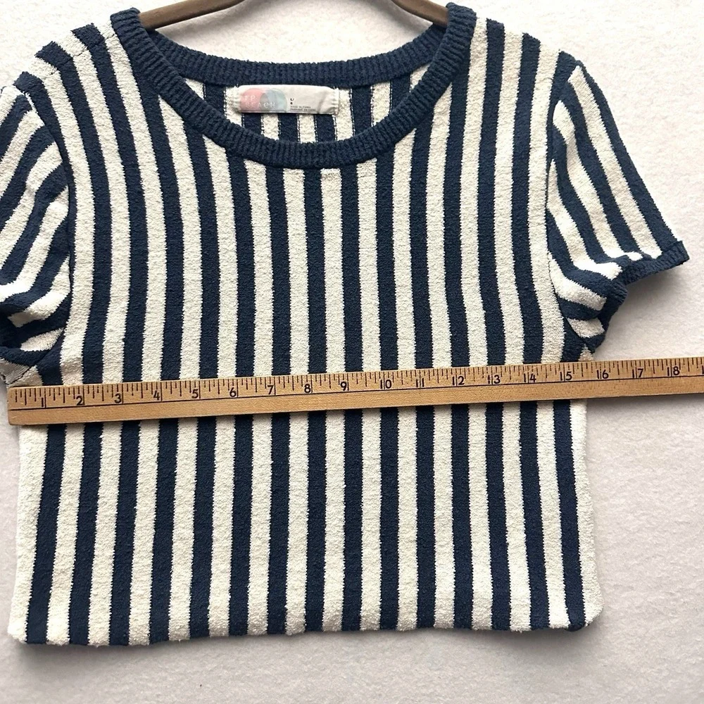 FREE PEOPLE BEACH L Large‎ Roberts Textured Cropped Sweater Top Nomadic Desert